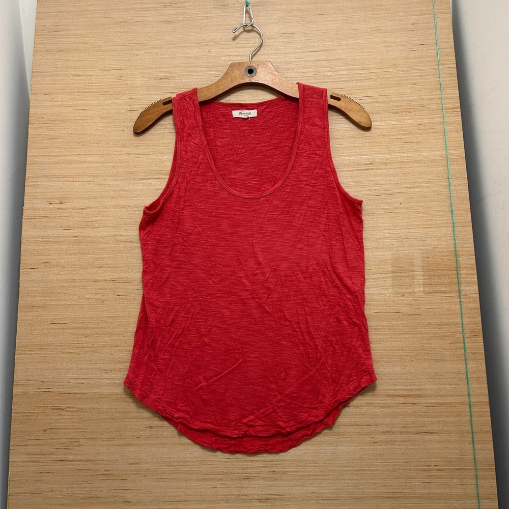 Madewell Whisper Cotton Scoopneck Tank Top Red Slub Jersey Sleeveless XS